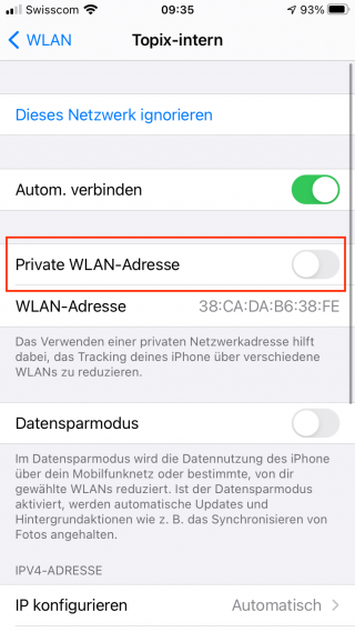 iOS14: Private MAC-Adressen